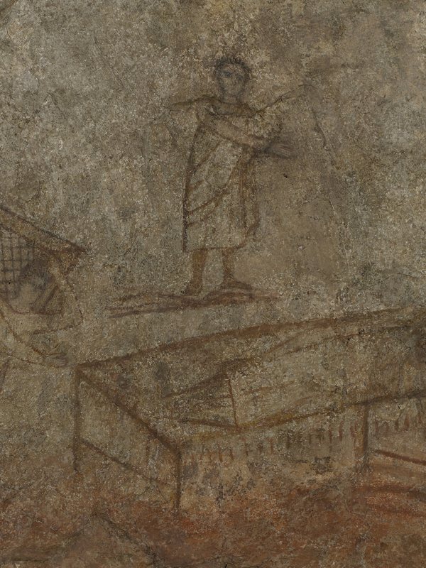 Wall painting of Jesus healing the paralytic, Dura-Europos, about 232 AD
